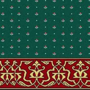 Bordo Yeşil Desenli Saflı Cami Halısı