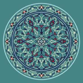 Çelebizade Petunya Göbekli Cami Halısı Turkuaz