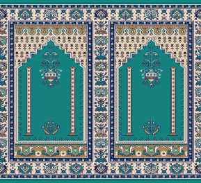 Myfloor S143-Koyu Çini Mihraplı Cami Halısı